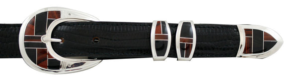 Supersmith Tigers Eye & Black Jade 1" Inlaid Ranger Belt Buckle