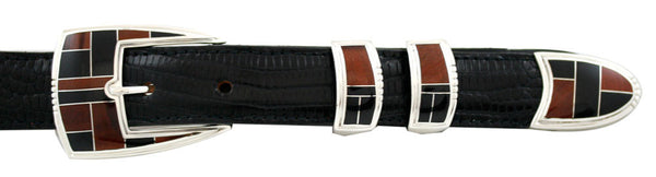 Supersmith Striking Tigers Eye & Black Jade 1" Inlaid Ranger Belt Buckle