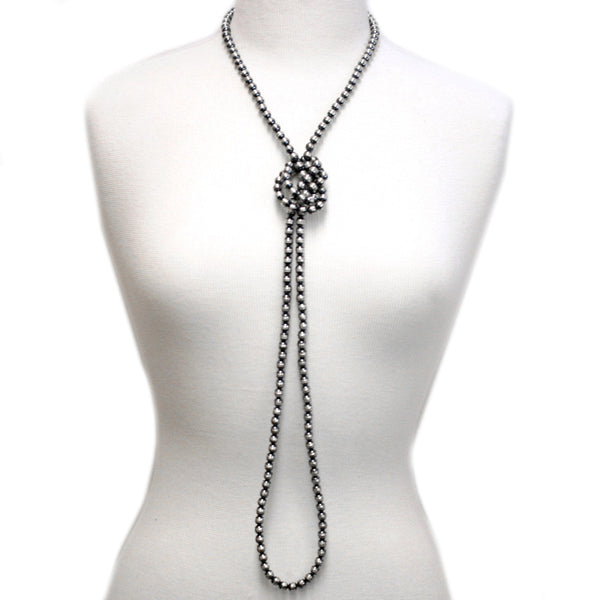 Traditional Sterling Silver Antiqued Beaded Navajo Necklace