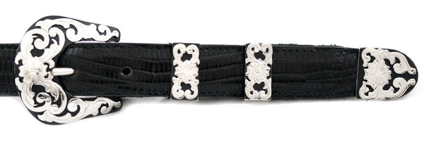 Engraved Nickel and Black Two-Tone Belt Buckle