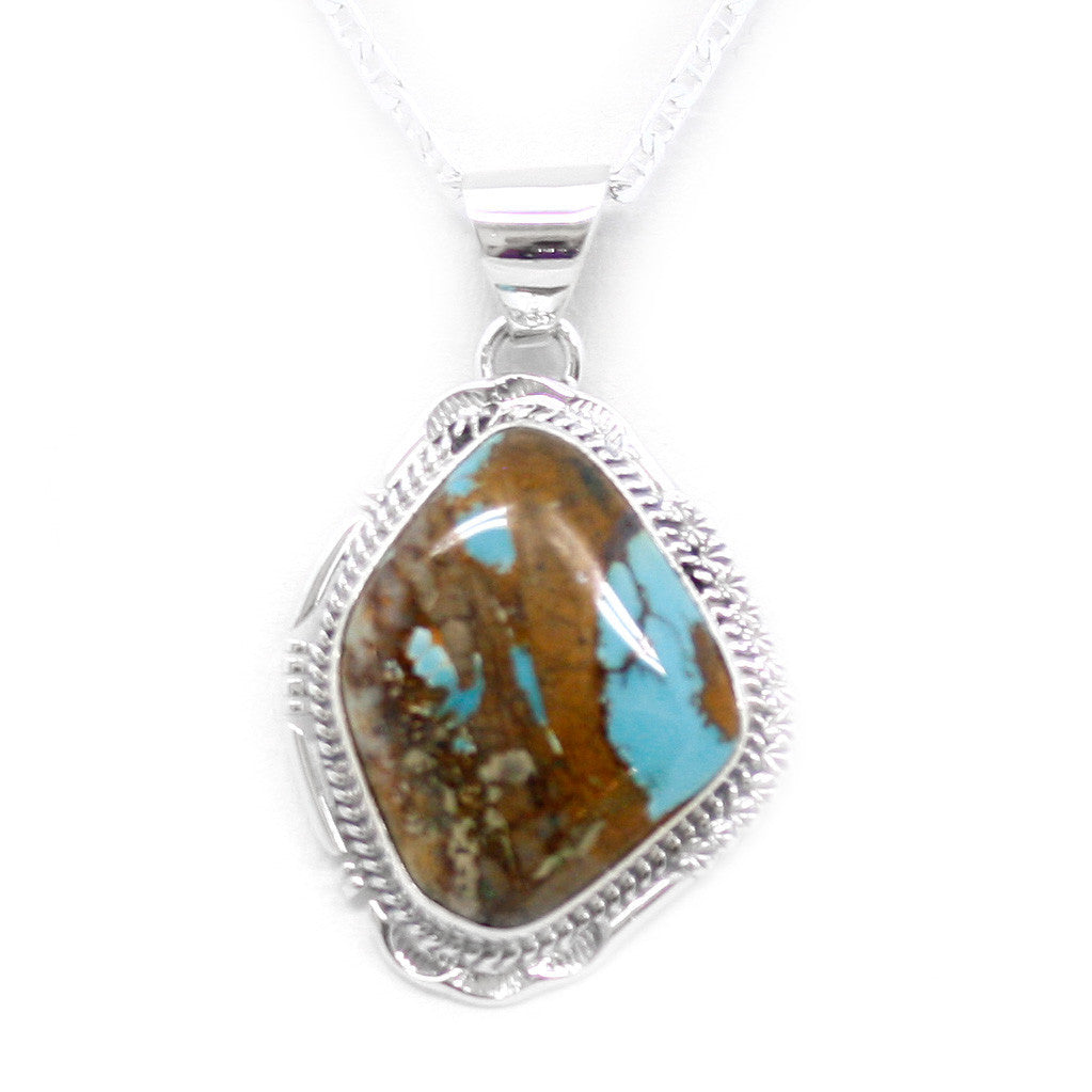 Navajo Classic Boulder Turquoise Sterling Silver Pendant