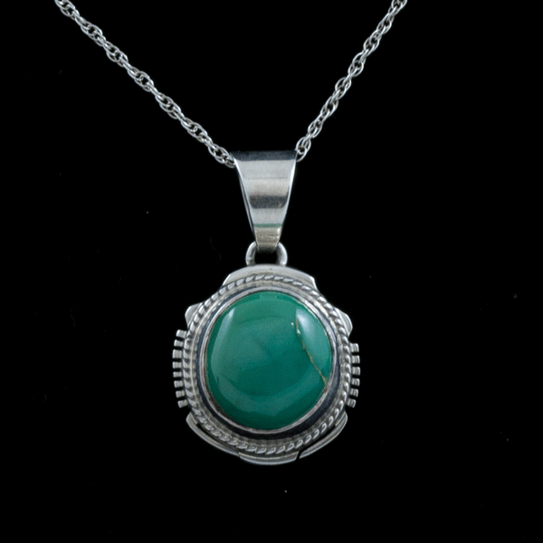 Aaron Toadlena Pristine Crow Springs Turquoise Sterling Silver Pendant