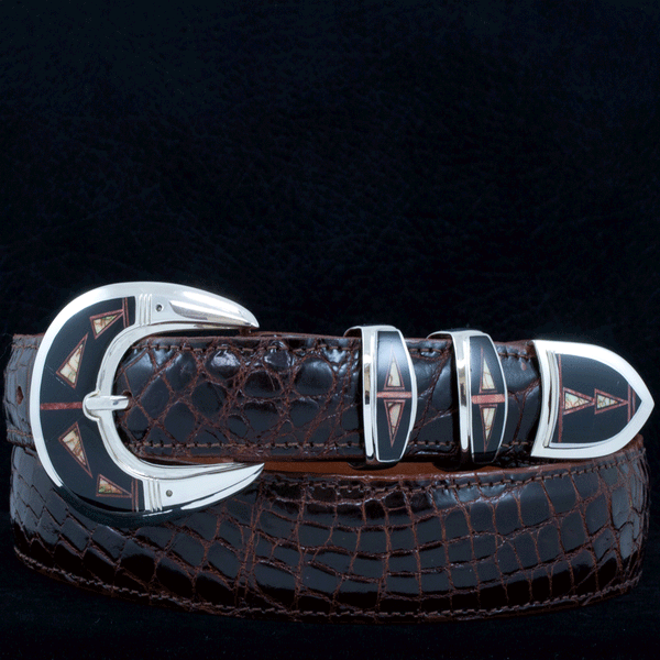 Supersmith Opal, Jade & Spiny Oyster 1" Inlaid Ranger Belt Buckle