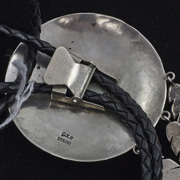Sterling Silver Belt Buckle and Leather Bolo Set