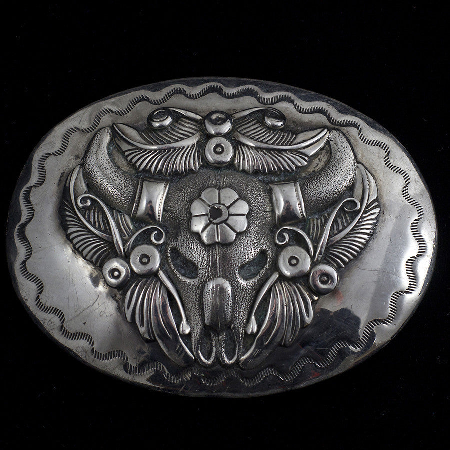 Sterling Silver Belt Buckle and Leather Bolo Set