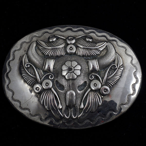 Sterling Silver Belt Buckle and Leather Bolo Set