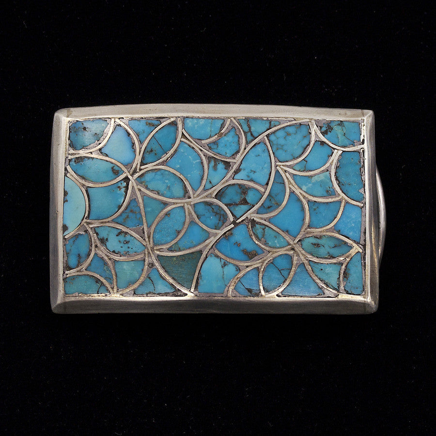 Zuni Sterling Silver and Turquoise Belt Buckle