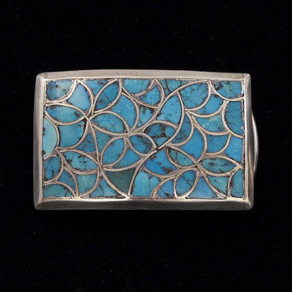 Zuni Sterling Silver and Turquoise Belt Buckle