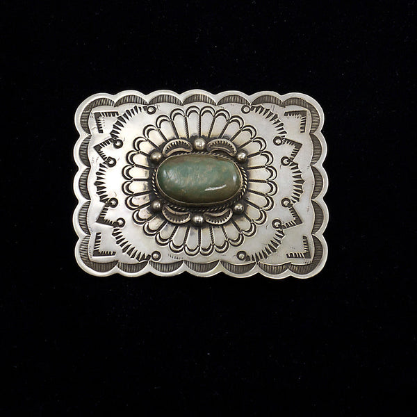 Sterling Silver and Turquoise Belt Buckle and Bolo Set