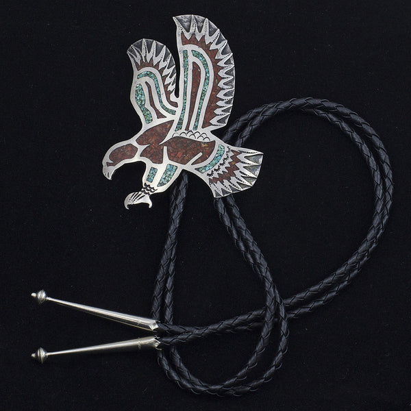 Eagle Bolo - Sterling Silver with Crushed Stones