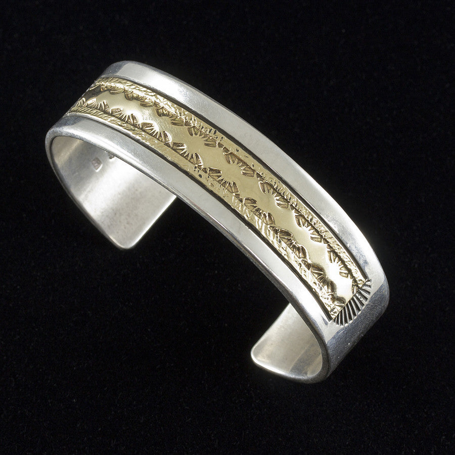 Gold and Sterling Cuff Bracelet