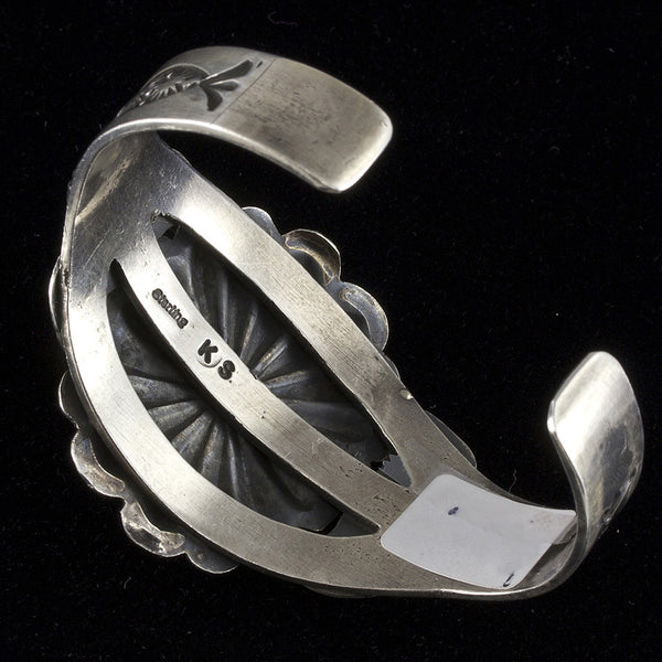 Floral Turquoise Cuff Bracelet - Sterling Silver