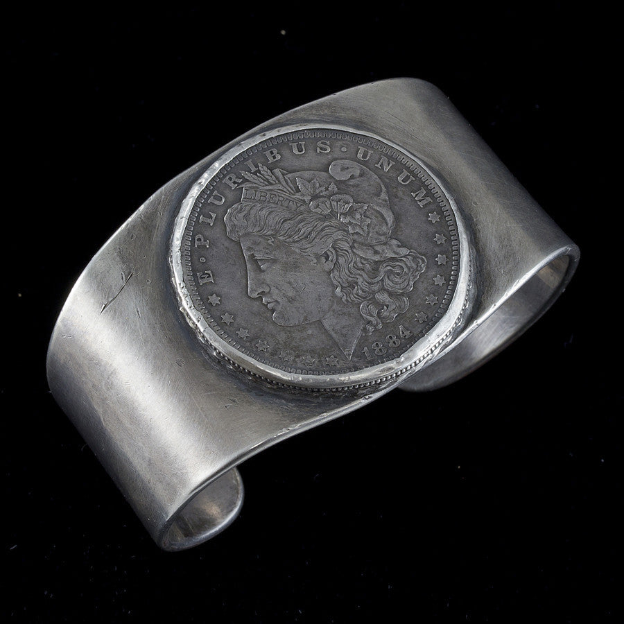 Silver Coin Cuff Bracelet - Sterling Silver