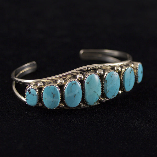 Navajo-style Turquoise Cuff Bracelet - Sterling Silver_copy_1