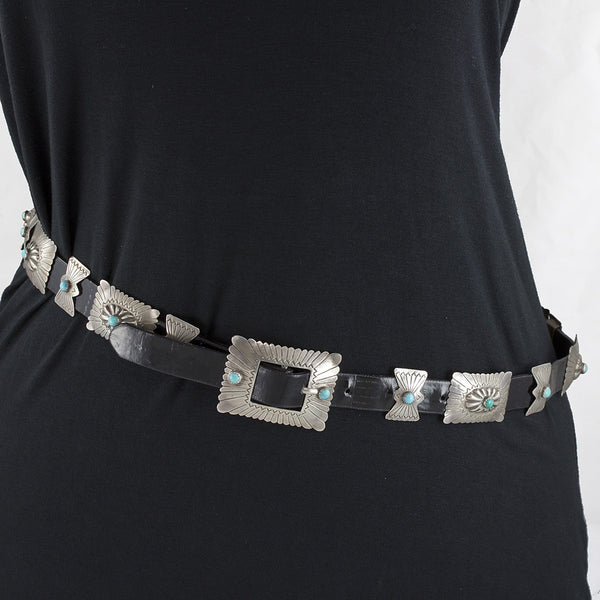 Nice Sterling Silver and Turquoise 37" Concho Belt