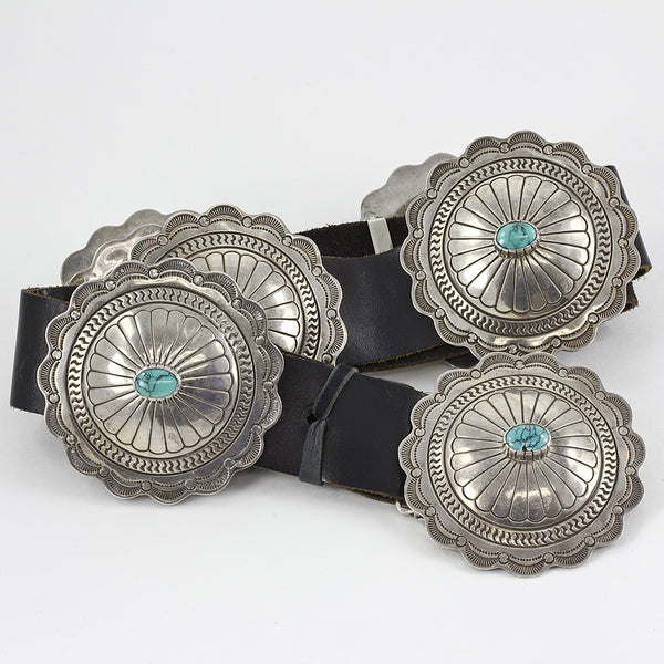 Sterling Silver & Turquoise 7 Concho Belt