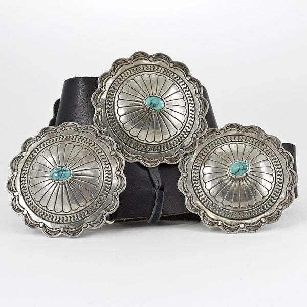 Sterling Silver & Turquoise 7 Concho Belt
