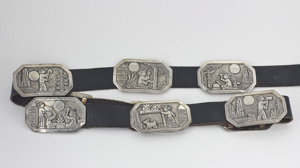 Navajo Silver Story Teller 44" Concho Belt