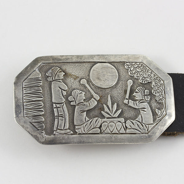 Navajo Silver Story Teller 44" Concho Belt