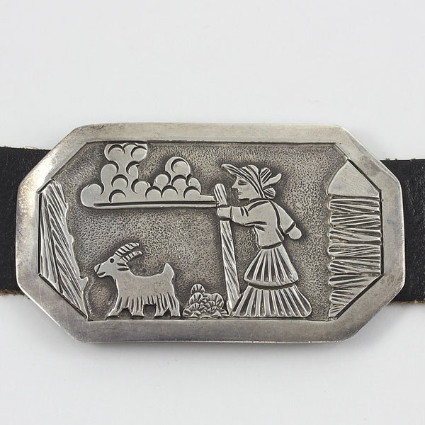 Navajo Silver Story Teller 44" Concho Belt