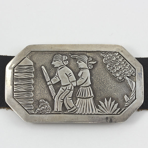 Navajo Silver Story Teller 44" Concho Belt