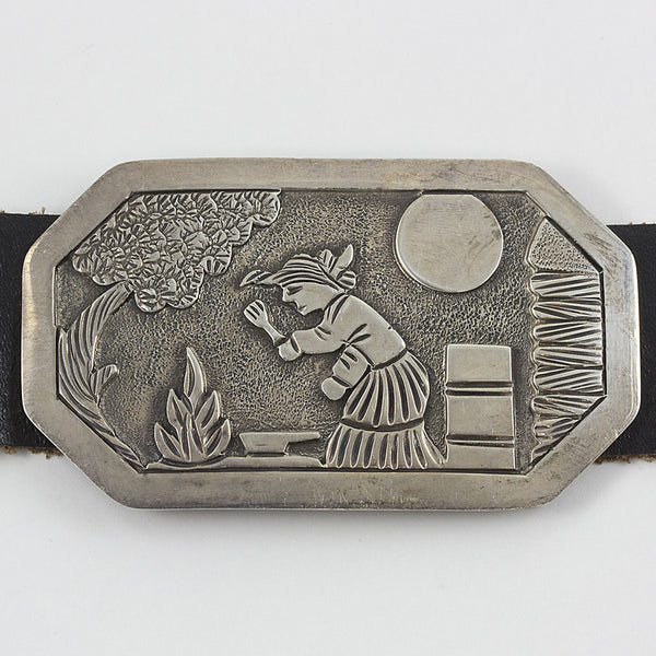 Navajo Silver Story Teller 44" Concho Belt