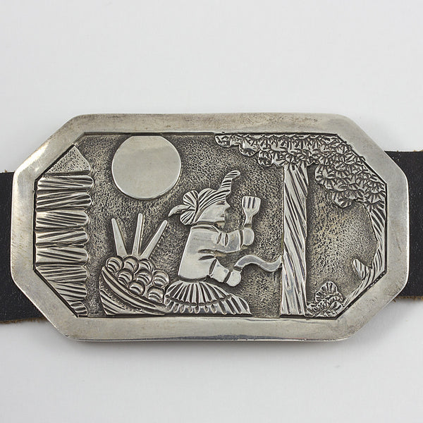 Navajo Silver Story Teller 44" Concho Belt