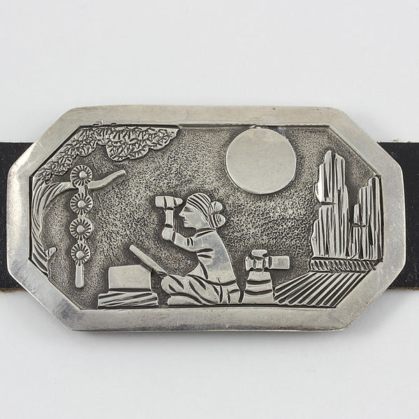 Navajo Silver Story Teller 44" Concho Belt