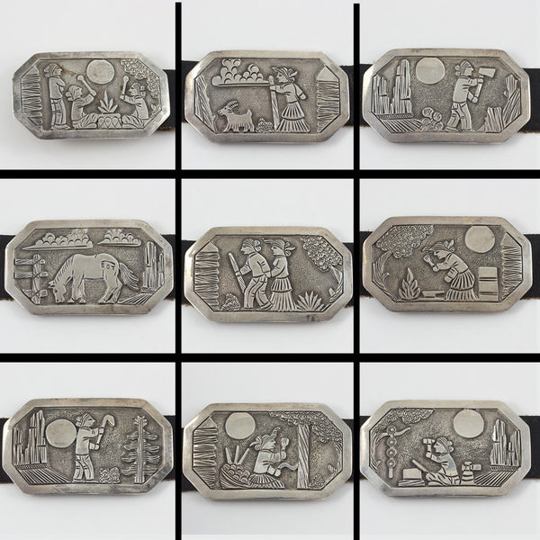 Navajo Silver Story Teller 44" Concho Belt