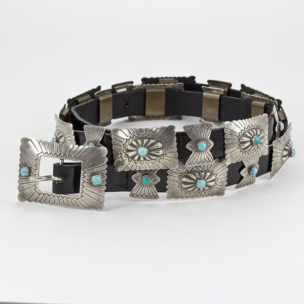 Nice Sterling Silver and Turquoise 37" Concho Belt