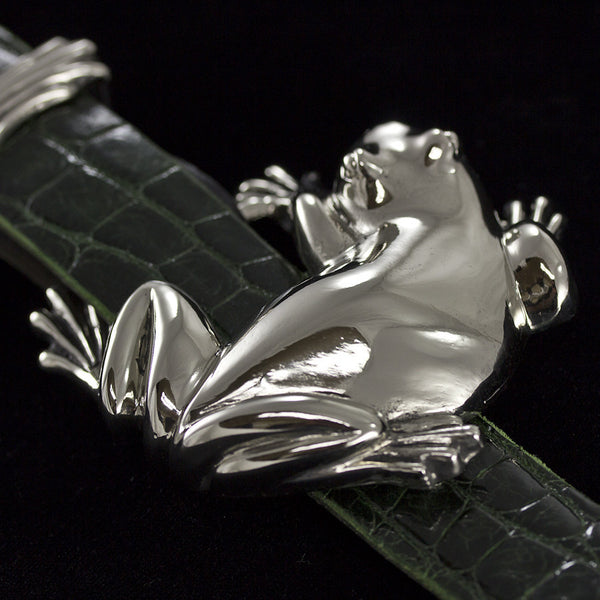 Alexander Kalifano White Bronze 1" Polished Frog Belt Buckle