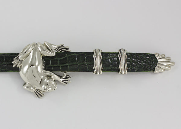 Alexander Kalifano White Bronze 1" Polished Frog Belt Buckle