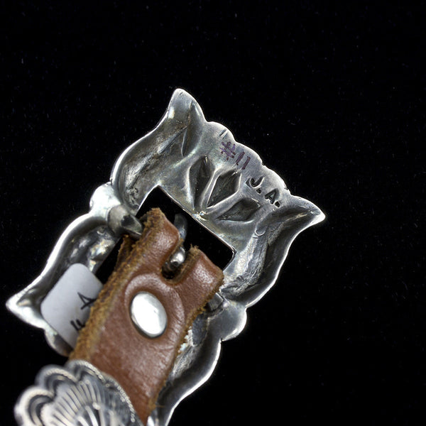 Sterling Silver and Brown Leather 36" Concho Belt