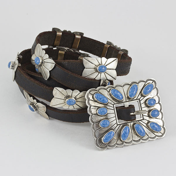 Lapis Lazuli and Sterling Silver 46" Concho Belt