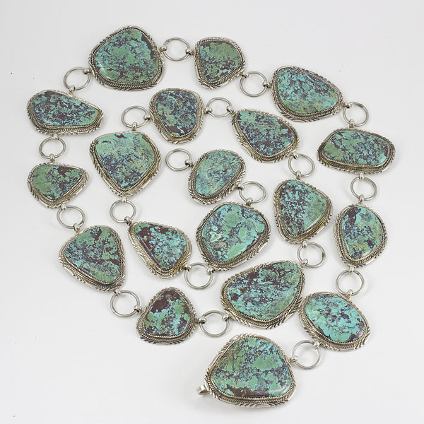 Stunning Sterling Silver and Turquoise 54" Concho Belt