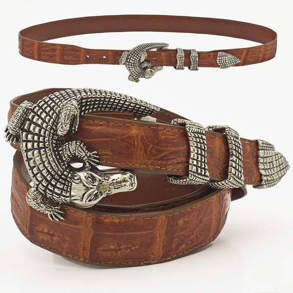 Alexander Kalifano White Bronze 1" Crocodile Belt Buckle