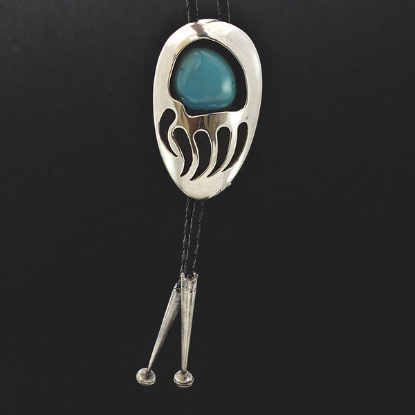 Claw Design Sterling Silver and Turquoise Bolo Tie