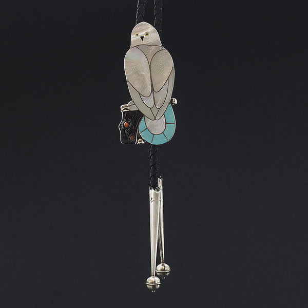 Zuni Mother of Pearl Owl Bolo Tie