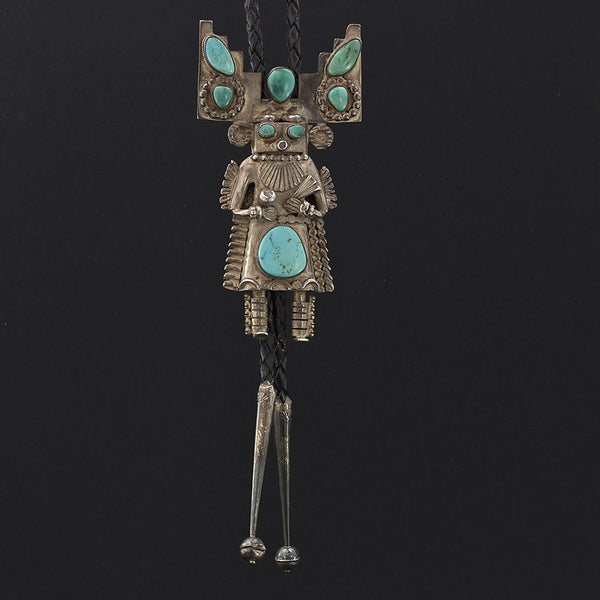 Sterling Silver and Turquoise Kachina Bolo Tie