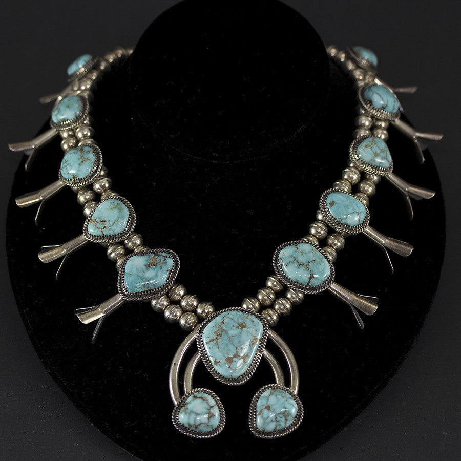 Dry Creek - Sacred Buffalo Turquoise Squash Blossom Necklace