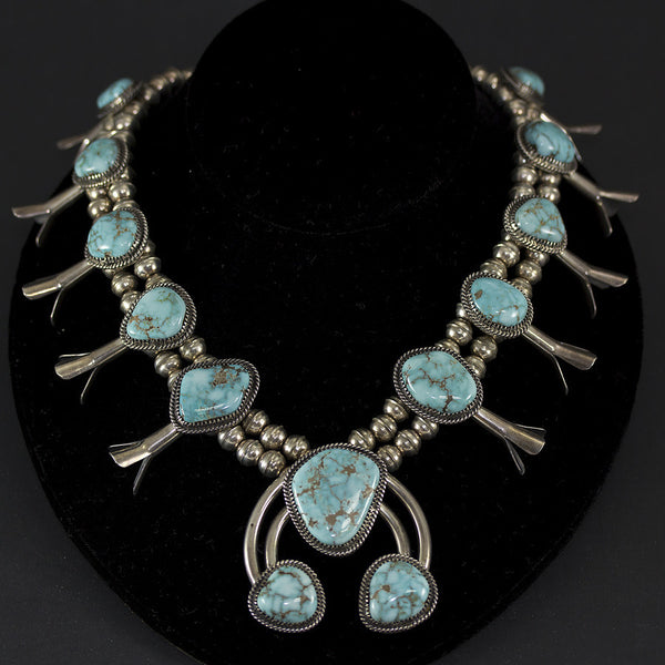 Dry Creek - Sacred Buffalo Turquoise Squash Blossom Necklace