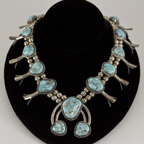 Dry Creek - Sacred Buffalo Turquoise Squash Blossom Necklace