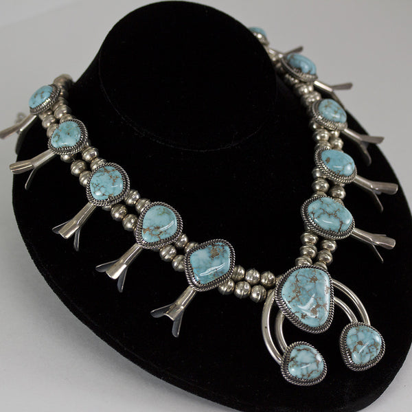 Dry Creek - Sacred Buffalo Turquoise Squash Blossom Necklace