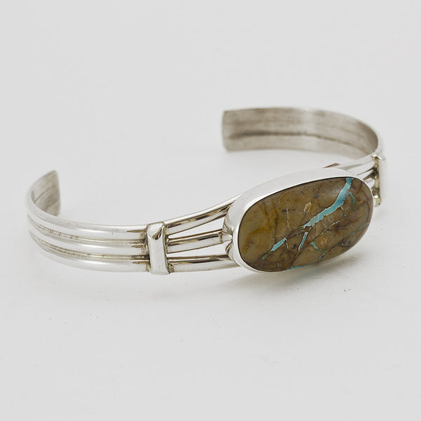 Navajo Dutchess Boulder Turquoise Sterling Silver Bracelet
