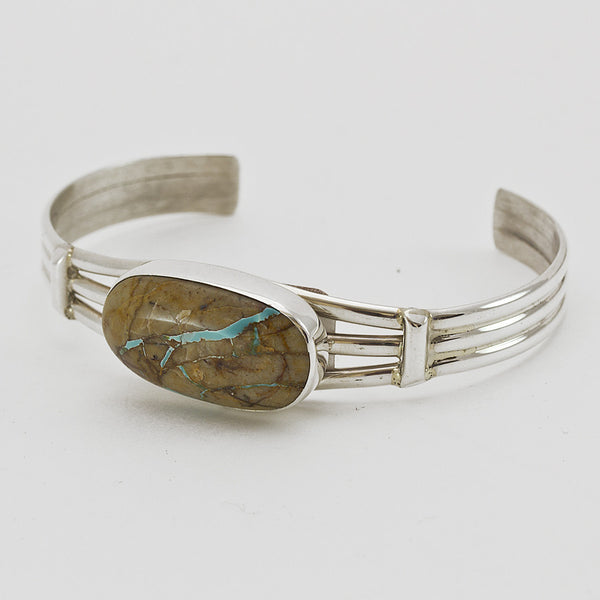 Navajo Dutchess Boulder Turquoise Sterling Silver Bracelet