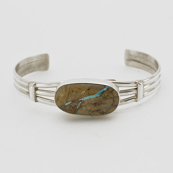Navajo Dutchess Boulder Turquoise Sterling Silver Bracelet