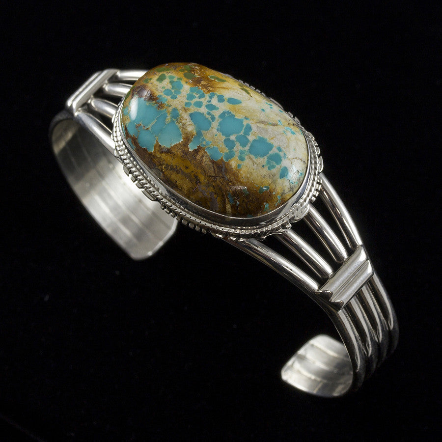 Navajo Meadow Boulder Turquoise Sterling Silver Bracelet