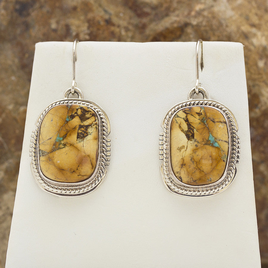 Navajo Oasis Boulder Turquoise Sterling Silver Earrings