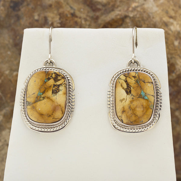 Navajo Oasis Boulder Turquoise Sterling Silver Earrings