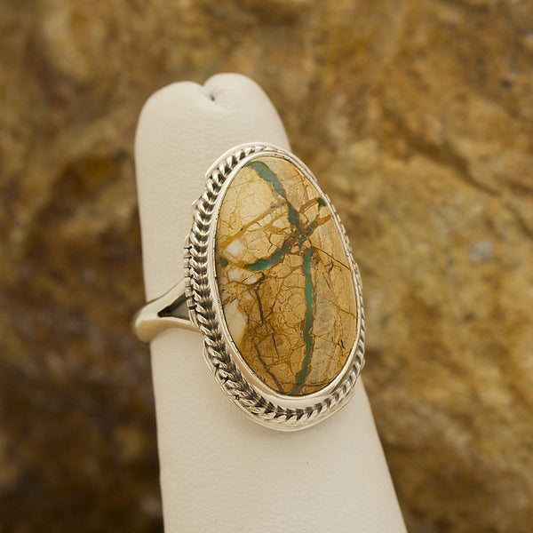 Navajo Desert Boulder Turquoise Sterling Silver Ring  SIZE 5.5